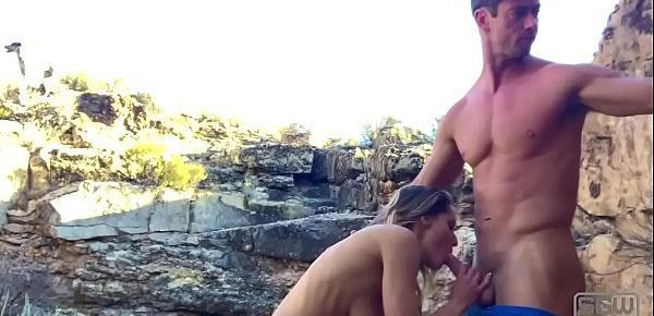 Hot horny couple have quickie outdoors
